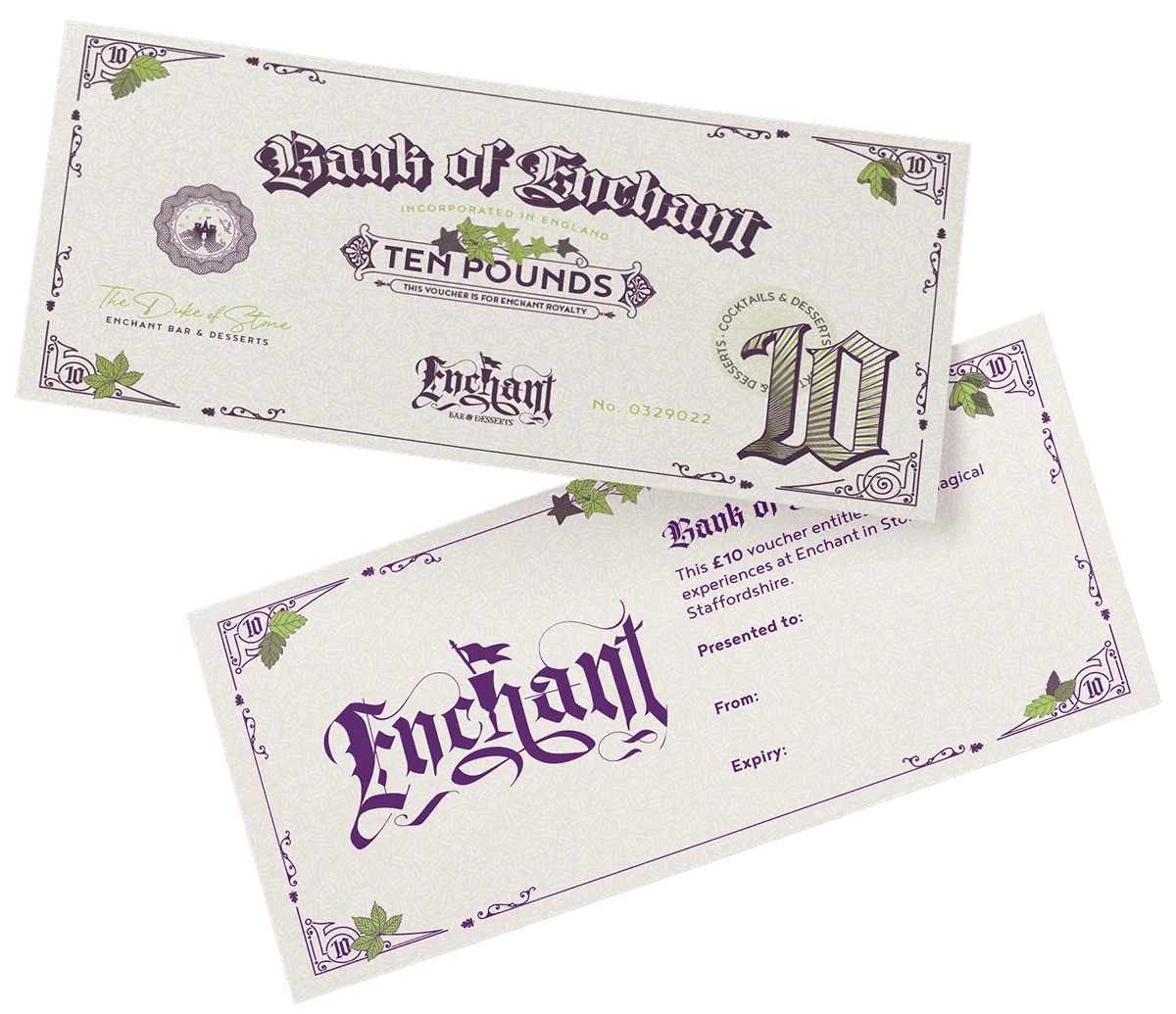 Bank of Enchant ten pound gift vouchers